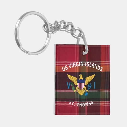 Amerikaanse Maagdeneilanden vlag St. Thomas USVI M Sleutelhanger (Voorkant Links)