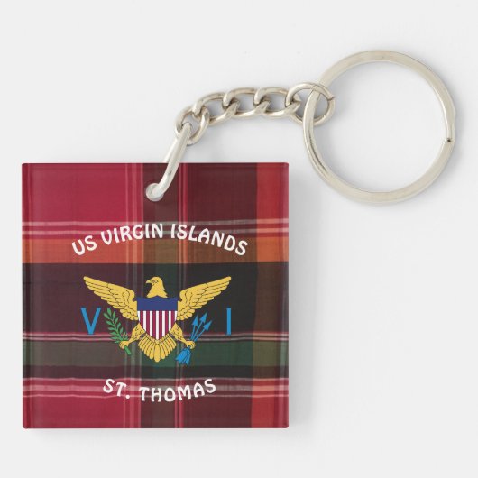 Amerikaanse Maagdeneilanden vlag St. Thomas USVI M Sleutelhanger (Achterkant)