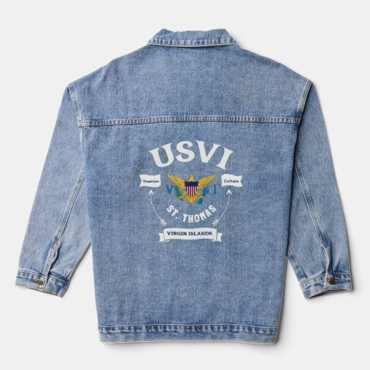 Amerikaanse Maagdeneilanden vlag St. Thomas USVI t Denim Jacket (Achterkant)