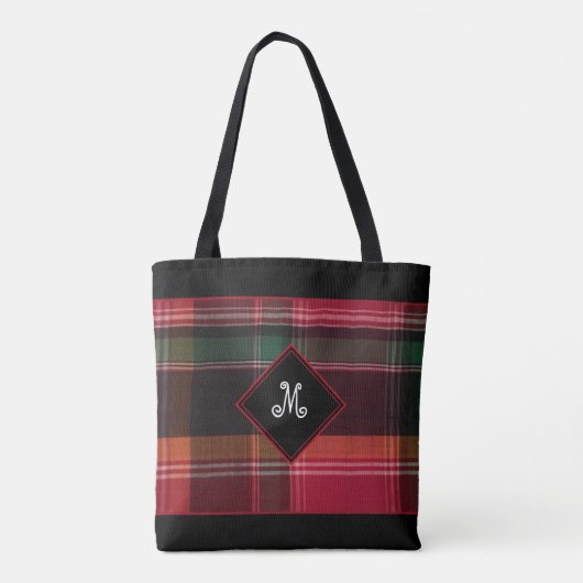 Amerikaanse Maagdeneilanden vlag USVI Madras Monog Tote Bag (Achterkant)