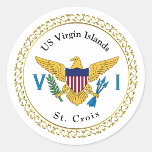 Amerikaanse Maagdeneilanden vlag USVI St. Croix Ronde Sticker