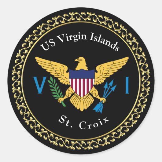 Amerikaanse Maagdeneilanden vlag USVI St. Croix Ronde Sticker (Voorkant)