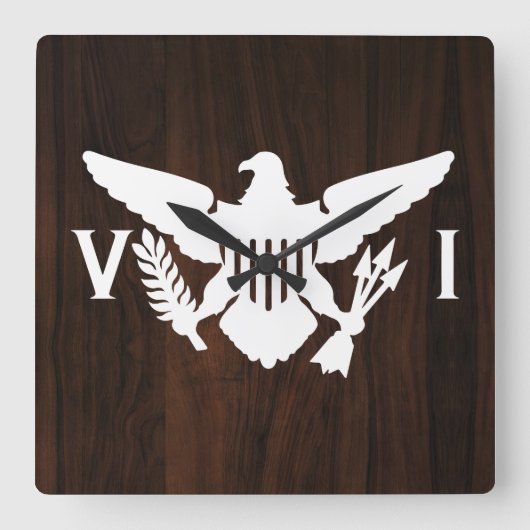 Amerikaanse Maagdeneilanden Vlag wit en donker hou Vierkante Klok (Voorkant)