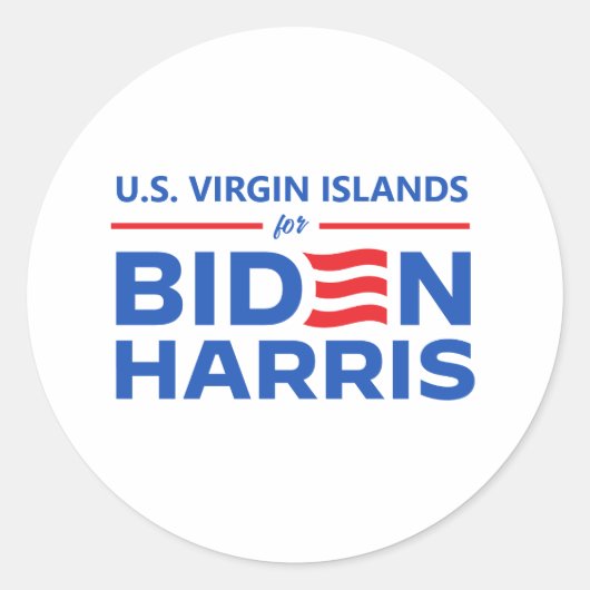 Amerikaanse Maagdeneilanden voor Biden Harris Ronde Sticker (Voorkant)