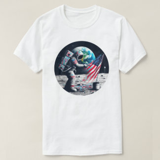 Amerikaanse maan landing astronaut kunst t-shirt