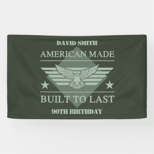 Amerikaanse Made 90th Birthday Spandoek (Horizontaal)