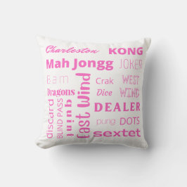Amerikaanse Mah Jongg-kussen met roze woorden Kussen