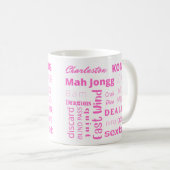 Amerikaanse Mah Jongg mok met roze woorden (Voorkant rechts)