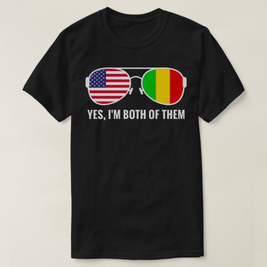 Amerikaanse Mali-vlag Zonnebrillen Malinese Amerik T-shirt (Design voorkant)