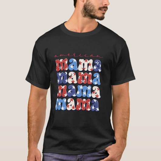 Amerikaanse Mama 4 juli Amerikaanse vlag Trots Fun T-shirt (Voorkant)