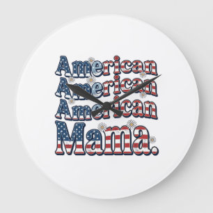 Amerikaanse Mama Patriottisch Vintage Gravure Shir Grote Klok