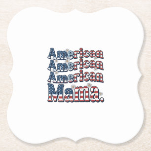 Amerikaanse Mama Patriottisch Vintage Gravure Shir Kartonnen Onderzetters