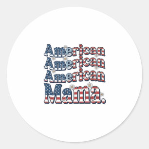 Amerikaanse Mama Patriottisch Vintage Gravure Shir Ronde Sticker
