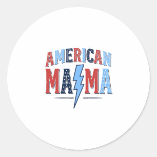 Amerikaanse Mama Patriottisch Vintage Gravure Shir Ronde Sticker
