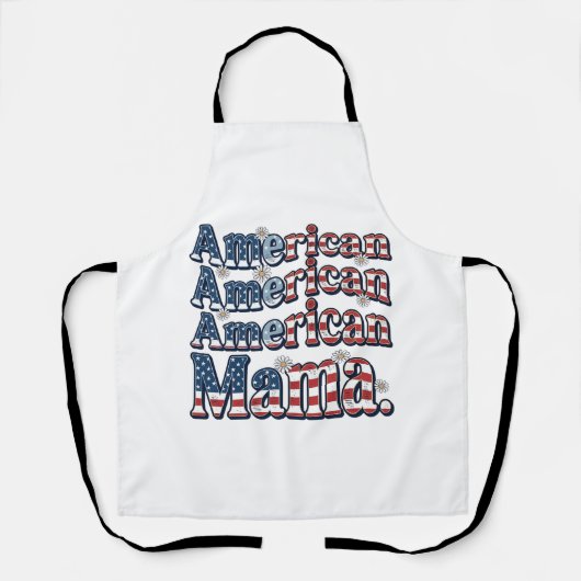 Amerikaanse Mama Patriottisch Vintage Gravure Shir Schort (Voorkant)