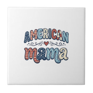 Amerikaanse Mama Patriottisch Vintage T-shirt Ontw Tegeltje