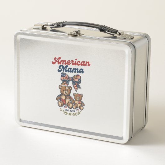Amerikaanse Mama Patriottische Beer Patchwork Vect (Voorkant)