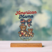 Amerikaanse Mama Patriottische Beer Patchwork Vect Acryl Bord (Neutraal)