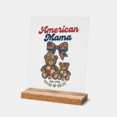Amerikaanse Mama Patriottische Beer Patchwork Vect Acryl Bord (Hoek)