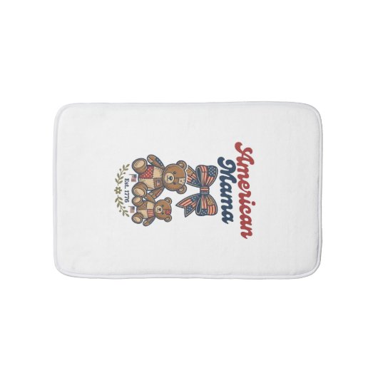 Amerikaanse Mama Patriottische Beer Patchwork Vect Badmat (Voorkant)