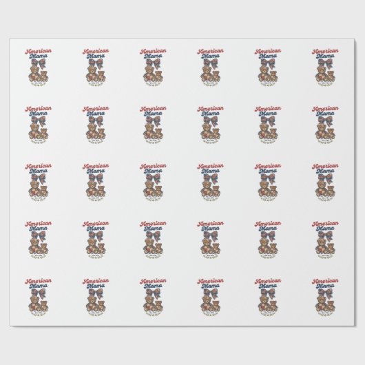 Amerikaanse Mama Patriottische Beer Patchwork Vect Cadeaupapier (Vlak)