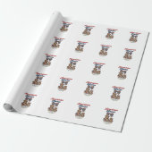 Amerikaanse Mama Patriottische Beer Patchwork Vect Cadeaupapier (Uitgerold)
