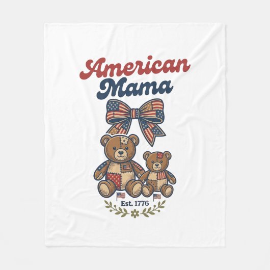 Amerikaanse Mama Patriottische Beer Patchwork Vect Fleece Deken (Voorkant)