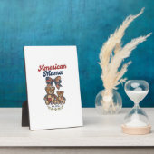 Amerikaanse Mama Patriottische Beer Patchwork Vect Fotoplaat (Zijkant)