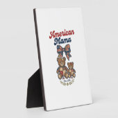 Amerikaanse Mama Patriottische Beer Patchwork Vect Fotoplaat (Zijkant)