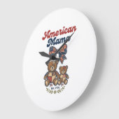Amerikaanse Mama Patriottische Beer Patchwork Vect Grote Klok (Hoek)