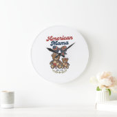 Amerikaanse Mama Patriottische Beer Patchwork Vect Grote Klok (Huis)