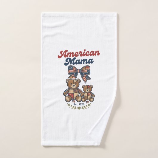Amerikaanse Mama Patriottische Beer Patchwork Vect Handdoek (Handdoek)