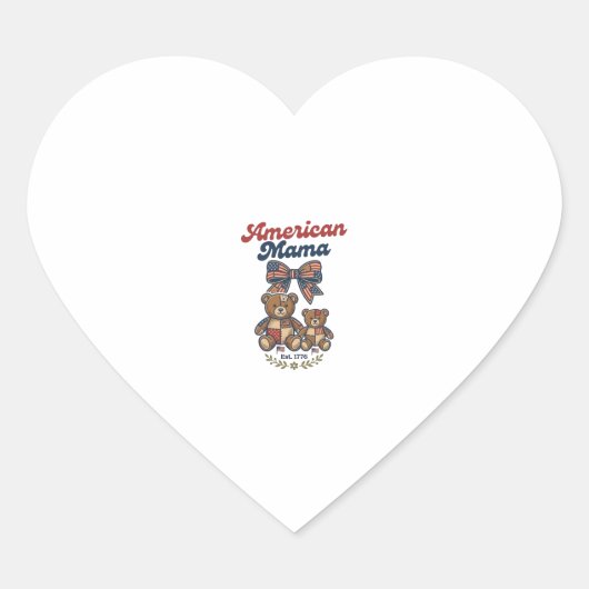 Amerikaanse Mama Patriottische Beer Patchwork Vect Hart Sticker (Voorkant)