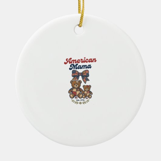 Amerikaanse Mama Patriottische Beer Patchwork Vect Keramisch Ornament (Voorkant)