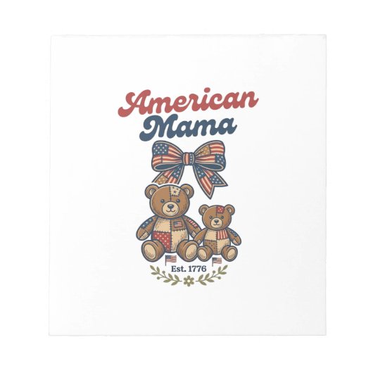 Amerikaanse Mama Patriottische Beer Patchwork Vect Notitieblok (Voorkant)