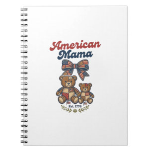 Amerikaanse Mama Patriottische Beer Patchwork Vect Notitieboek