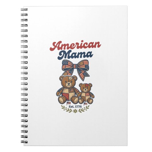 Amerikaanse Mama Patriottische Beer Patchwork Vect Notitieboek (Voorkant)