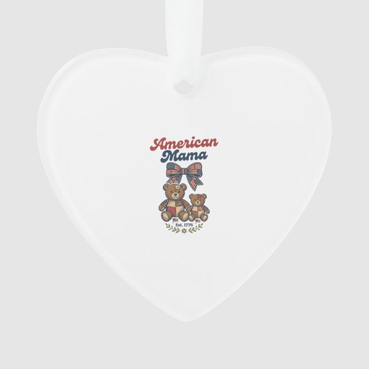 Amerikaanse Mama Patriottische Beer Patchwork Vect Ornament (voorkant)