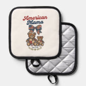 Amerikaanse Mama Patriottische Beer Patchwork Vect Pannenlap (Voorkant / Achterkant)