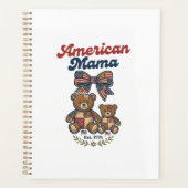 Amerikaanse Mama Patriottische Beer Patchwork Vect Planner (Voorkant)