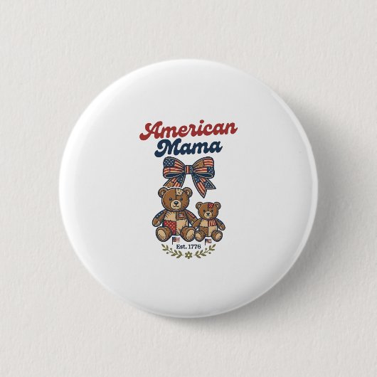 Amerikaanse Mama Patriottische Beer Patchwork Vect Ronde Button 5,7 Cm (Voorkant)