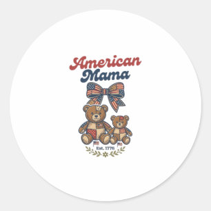 Amerikaanse Mama Patriottische Beer Patchwork Vect Ronde Sticker