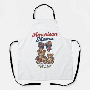 Amerikaanse Mama Patriottische Beer Patchwork Vect Schort