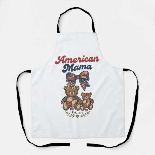 Amerikaanse Mama Patriottische Beer Patchwork Vect Schort (Voorkant)
