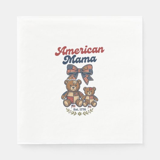 Amerikaanse Mama Patriottische Beer Patchwork Vect Servet (Voorkant)