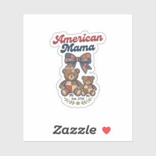 Amerikaanse Mama Patriottische Beer Patchwork Vect Sticker