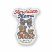 Amerikaanse Mama Patriottische Beer Patchwork Vect Sticker (Voorkant)