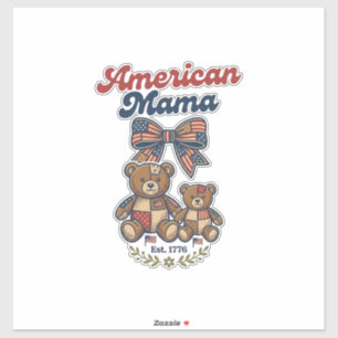 Amerikaanse Mama Patriottische Beer Patchwork Vect Sticker