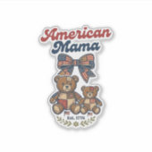 Amerikaanse Mama Patriottische Beer Patchwork Vect Sticker (Voorkant)