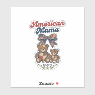 Amerikaanse Mama Patriottische Beer Patchwork Vect Sticker